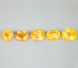 Набор из 5 золотистых топазов 13,57 карат 