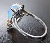 Серебряное кольцо с кристаллическим эфиопским опалом и сапфирами Серебро 925