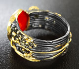 Серебряное кольцо с кораллом и диопсидом Серебро 925