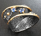 Серебряное кольцо с васильковыми сапфирами Серебро 925