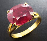 Золотое кольцо с крупным рубином 7,33 карата Золото