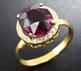 Золотое кольцо с рубеллитом 4,26 карат и бриллиантами Золото