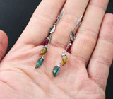 Серебряные серьги коллекции «Drops» с разноцветными турмалинами