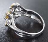 Серебряное кольцо с кристаллическими эфиопскими опалами и родолитами Серебро 925