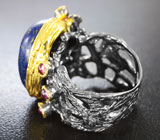 Серебряное кольцо с лазуритом и родолитами Серебро 925