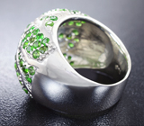 Впечатляющее серебряное кольцо с диопсидами Серебро 925