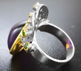 Серебряное кольцо с аметистом и диопсидами Серебро 925