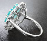 Серебряное кольцо с небесно-голубыми апатитами Серебро 925