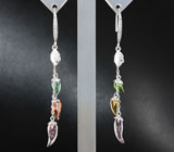 Серебряные серьги с из коллекции «Drops» с разноцветными турмалинами Серебро 925