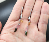 Серебряные серьги из коллекции «Drops» с разноцветными турмалинами