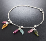 Серебряный браслет из коллекции «Drops» с разноцветными турмалинами Серебро 925