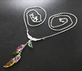 Серебряное колье из коллекции «Drops» с разноцветными турмалинами