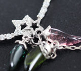 Серебряное колье из коллекции «Drops» с разноцветными турмалинами Серебро 925