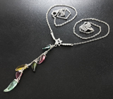 Серебряное колье из коллекции «Drops» с разноцветными турмалинами Серебро 925