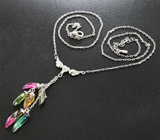 Серебряное колье из коллекции «Drops» с разноцветными турмалинами Серебро 925