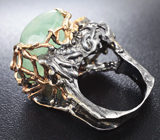 Серебряное кольцо с пренитом и гранатами Серебро 925