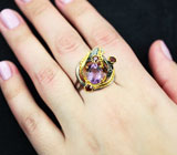 Серебряное кольцо с аметистом и мозамбикскими гранатами Серебро 925