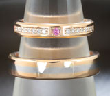Обручальные кольца с розовыми сапфирами и бриллиантами Золото