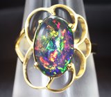 Кольцо с кристаллическим черным опалом