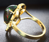 Кольцо с кристаллическим черным опалом Золото