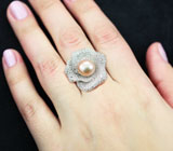 Превосходное серебряное кольцо с жемчужиной Серебро 925