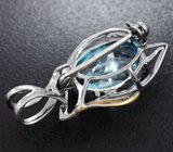 Серебряная брошь/кулон с голубым топазом Серебро 925