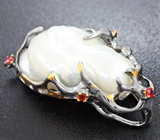 Серебряный кулон с жемчужиной барокко и сапфирами Серебро 925