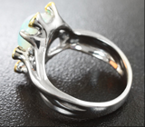 Серебряное кольцо с кристаллическим эфиопским опалом сапфирами и цаворитами Серебро 925