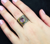 Серебряное кольцо с аметистом и родолитами Серебро 925