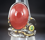 Серебряное кольцо с корнелианом и диопсидом Серебро 925