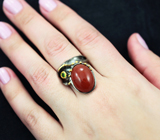 Серебряное кольцо с корнелианом и диопсидом Серебро 925