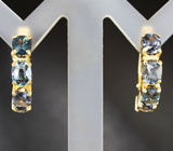 Золотые серьги с редкими синими шпинелями 3,73 карат Золото