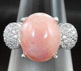 Чудесное серебряное кольцо с розовым перуанским опалом Серебро 925