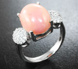Чудесное серебряное кольцо с розовым перуанским опалом Серебро 925