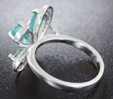 Превосходное серебряное кольцо с неоново-голубыми апатитами Серебро 925