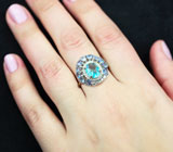 Замечательное серебряное кольцо с голубым топазом и танзанитами Серебро 925