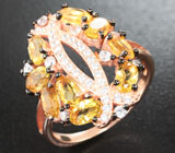 Эффектное серебряное кольцо с цитринами Серебро 925