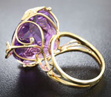 Золотое кольцо с крупным уругвайским аметистом авторской огранки Золото