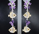 Эффектный серебряный комплект с аметистами