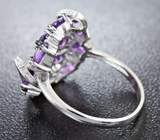 Прелестное серебряное кольцо с аметистами Серебро 925