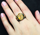 Серебряное кольцо с рутиловым кварцем и пурпурными сапфирами Серебро 925