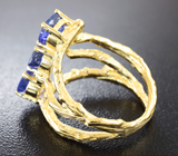 Золотое кольцо с яркими танзанитами 3,56 карат Золото