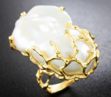 Золотое кольцо с морской жемчужиной барокко 73 карат и бриллиантами! Исключительный люстр Золото