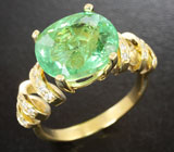 Золотое кольцо с параиба турмалином 6,38 карат и бриллиантами Золото