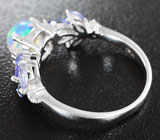 Изящное серебряное кольцо с кристаллическим опалом и танзанитами Серебро 925