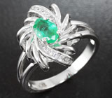 Прелестное серебряное кольцо с ярким изумрудом Серебро 925