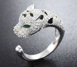 Серебряный комплект «Тигры» с черной эмалью Серебро 925