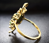 Золотое кольцо с великолепным черным опалом 3,08 карат, рубинами и цаворитами Золото