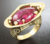 Золотое кольцо с рубеллитом турмалином 10,16 карат и бриллиантами Золото