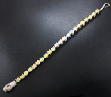 Элегантный серебряный браслет с кристаллическими эфиопскими опалами и рубином Серебро 925